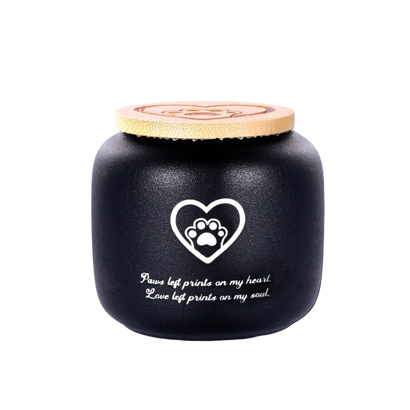 White Ceramic Pet Ashes Urn with Bamboo Lid