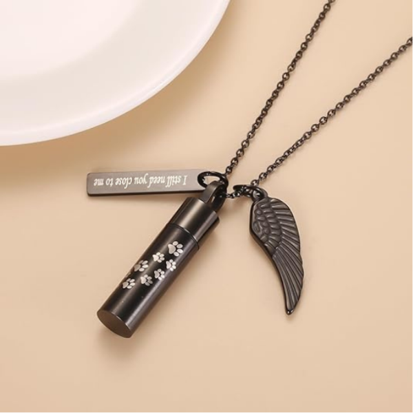 Dog/Cat Paw Print Cylinder Cremation Jewelry For Pet Ashes Keepsake Urn Necklace Women Men Memorial Pendant - I Still Need You Close To Me - Image 2