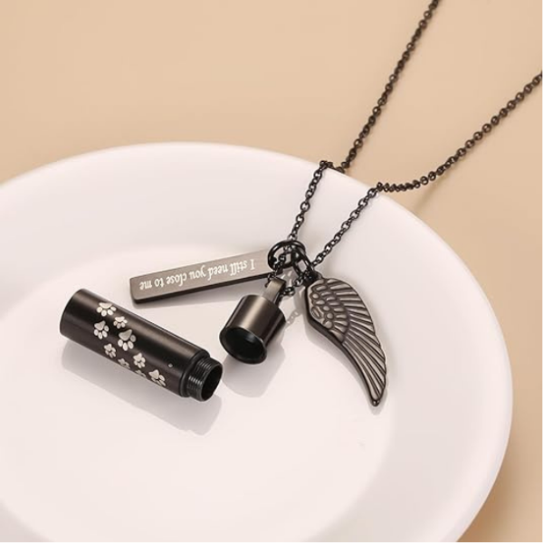 Dog/Cat Paw Print Cylinder Cremation Jewelry For Pet Ashes Keepsake Urn Necklace Women Men Memorial Pendant - I Still Need You Close To Me - Image 3