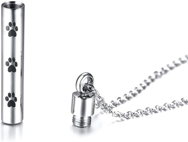 Jewelers Stainless Steel Pet Dog Puppy Memorial Cremation Ash Urn Pendant Necklace - Image 3