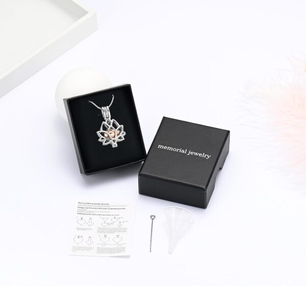Cremation Jewelry for Ashes Pendant - Lotus Urn Necklace with Mini Keepsake Urn Memorial Ash Jewelry - Image 2