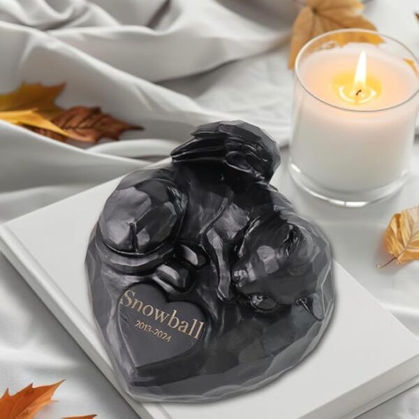Generic Black Angel Cat Shape Urns for Ashes - Personalized Memorial Cat Ashes Urn with Engraving Your Pet's Name,Date,Sympathy Urn for Loss of Pet Cat - Image 4