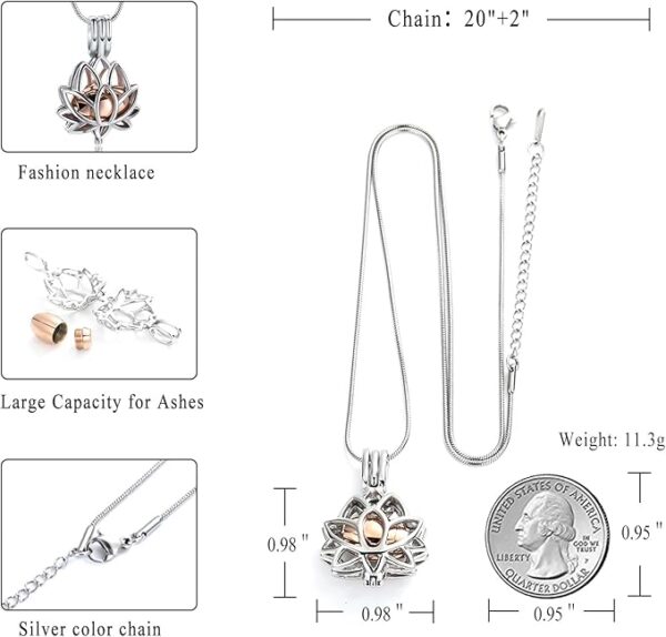 Cremation Jewelry for Ashes Pendant - Lotus Urn Necklace with Mini Keepsake Urn Memorial Ash Jewelry - Image 7