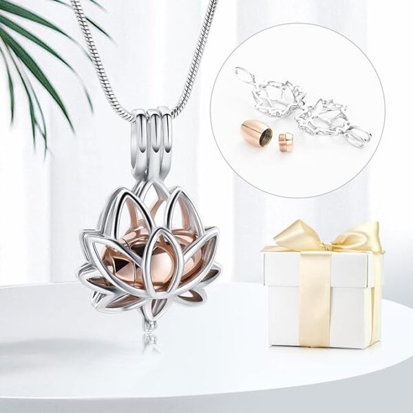 Cremation Jewelry for Ashes Pendant - Lotus Urn Necklace with Mini Keepsake Urn Memorial Ash Jewelry - Image 5