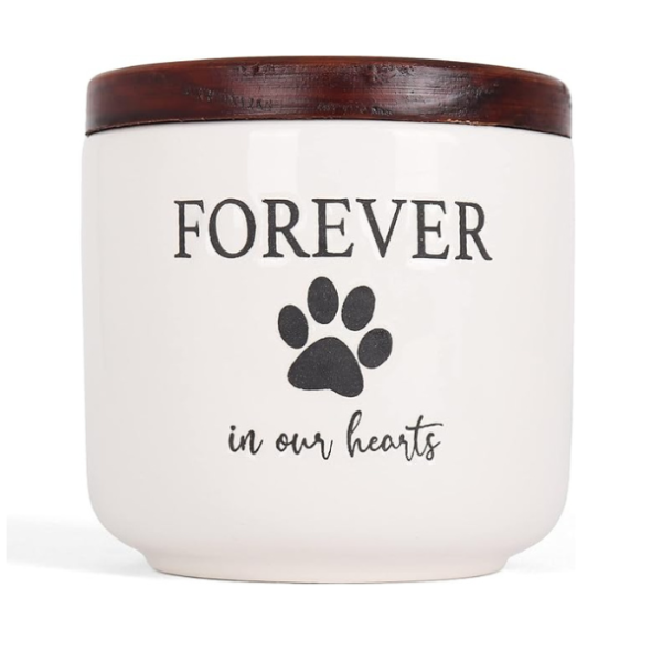Ceramic Pet Urn - Paw Print Dog Urns for Ashes - Pet Urns for Cats & Dogs - Dog Ashes Keepsake - Pet Cremation Box - Urn for Dog Ashes (20 lb)